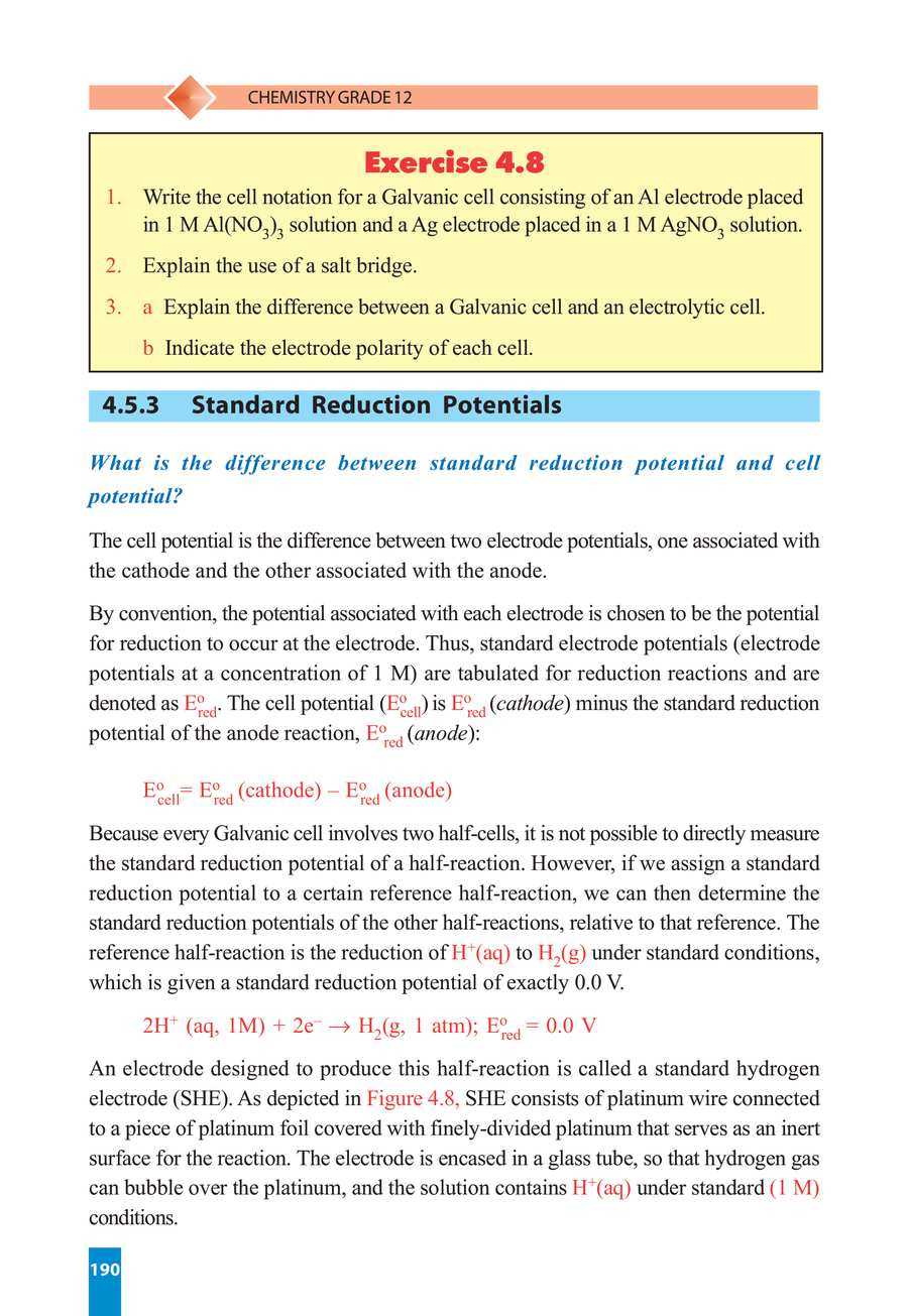 electrode potential worksheets