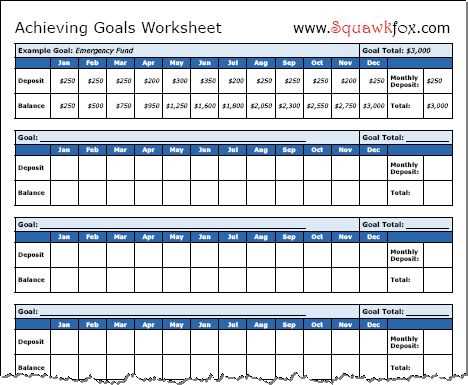 financial goals worksheet
