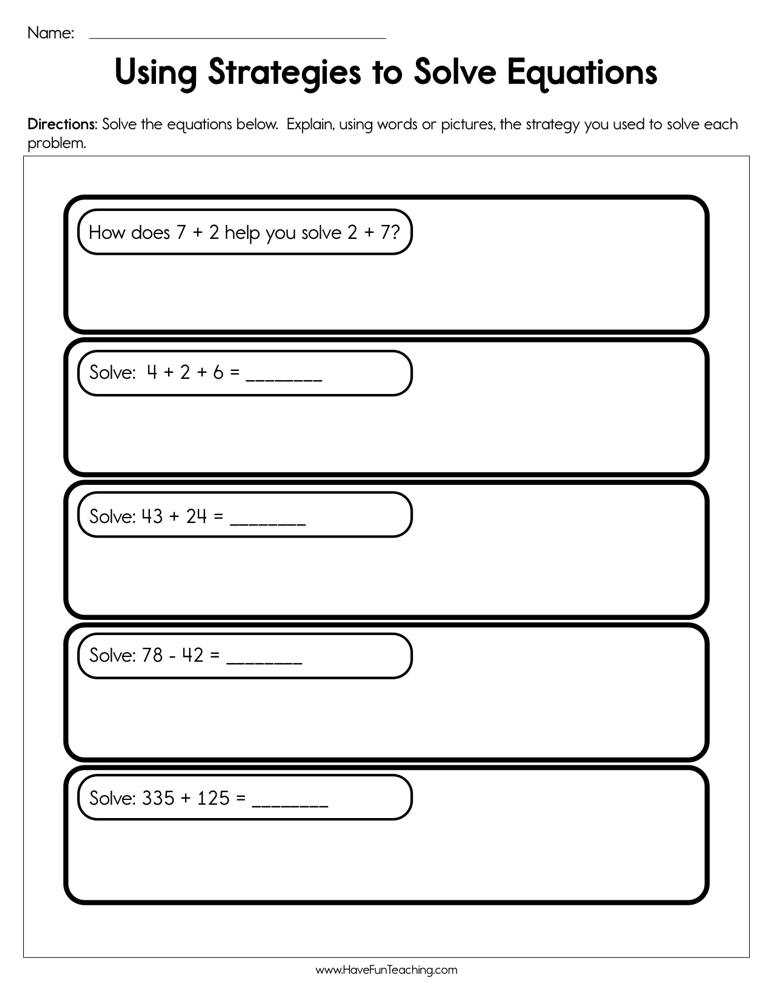 equations worksheet 6th grade