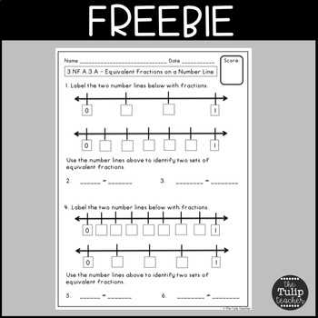 equivalent fraction number line worksheet