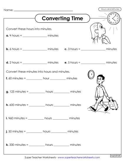 equivalent periods of time worksheets