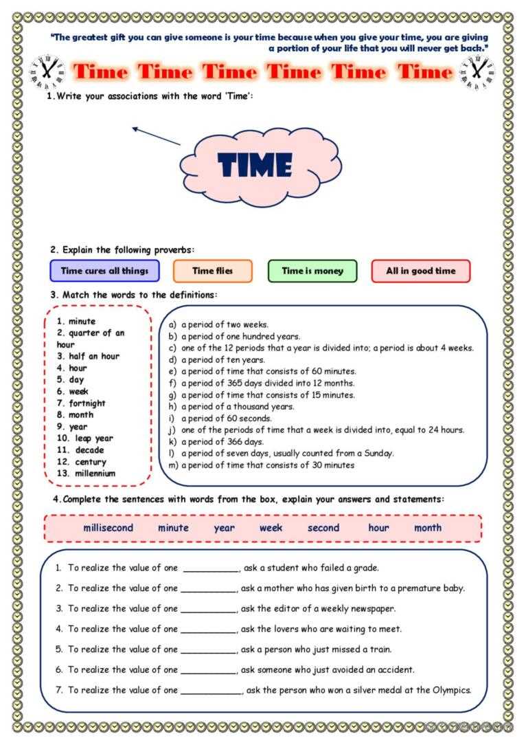 equivalent periods of time worksheets
