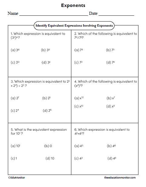 equivalent worksheet