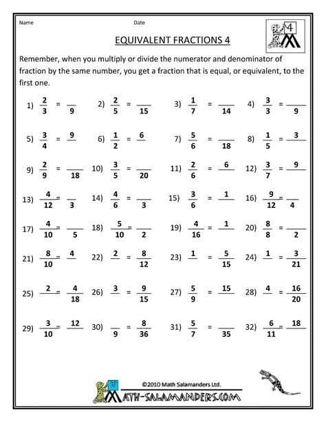 equivelent fractions worksheet