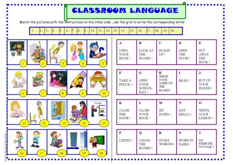 esl classroom language worksheet