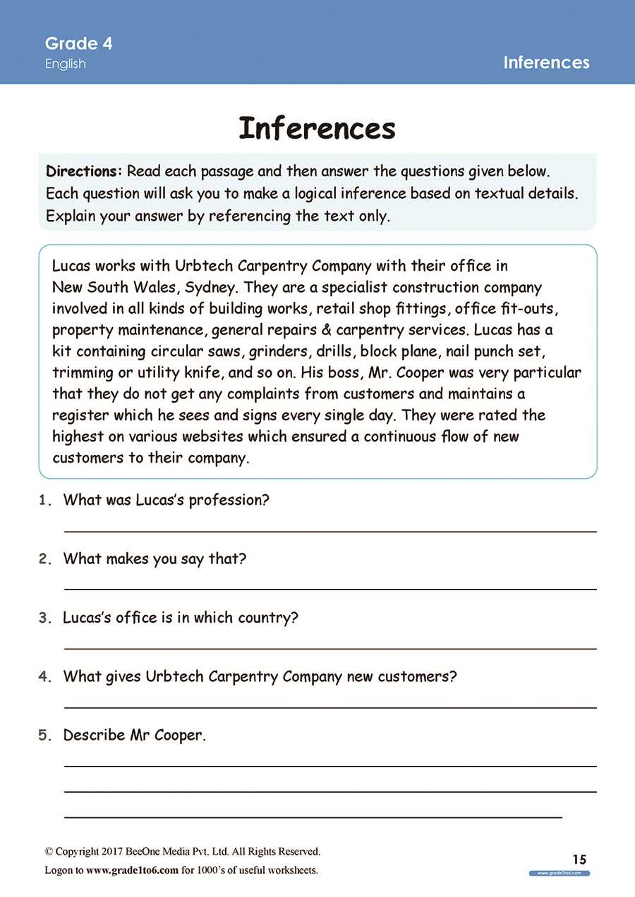 esl inference worksheets