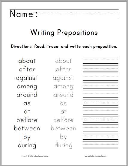 esl preposition worksheets free