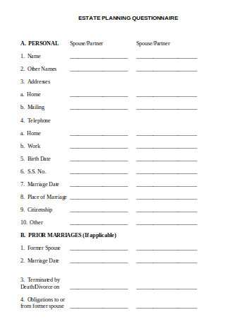 estate planning worksheet