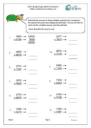estimate addition and subtraction worksheets
