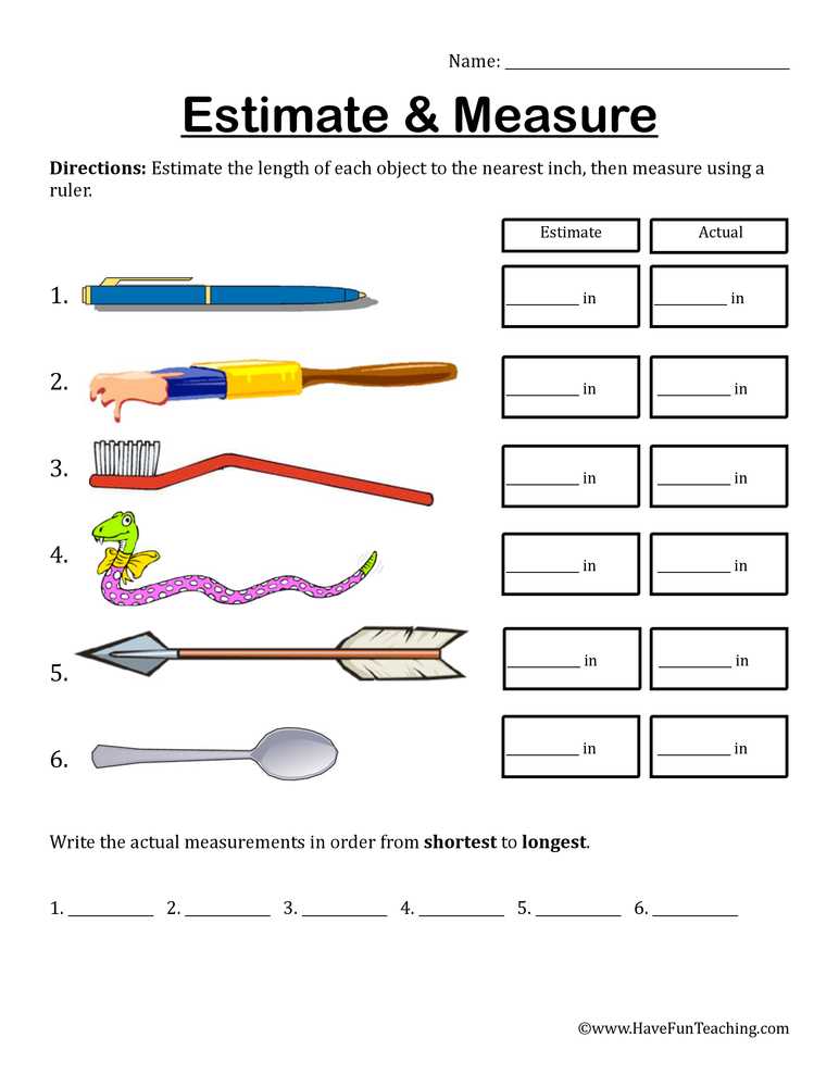 estimate measure and compare worksheet