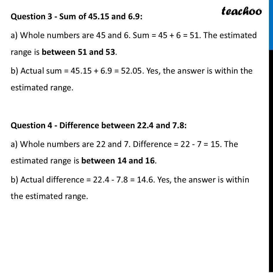 estimate the sum and difference worksheet