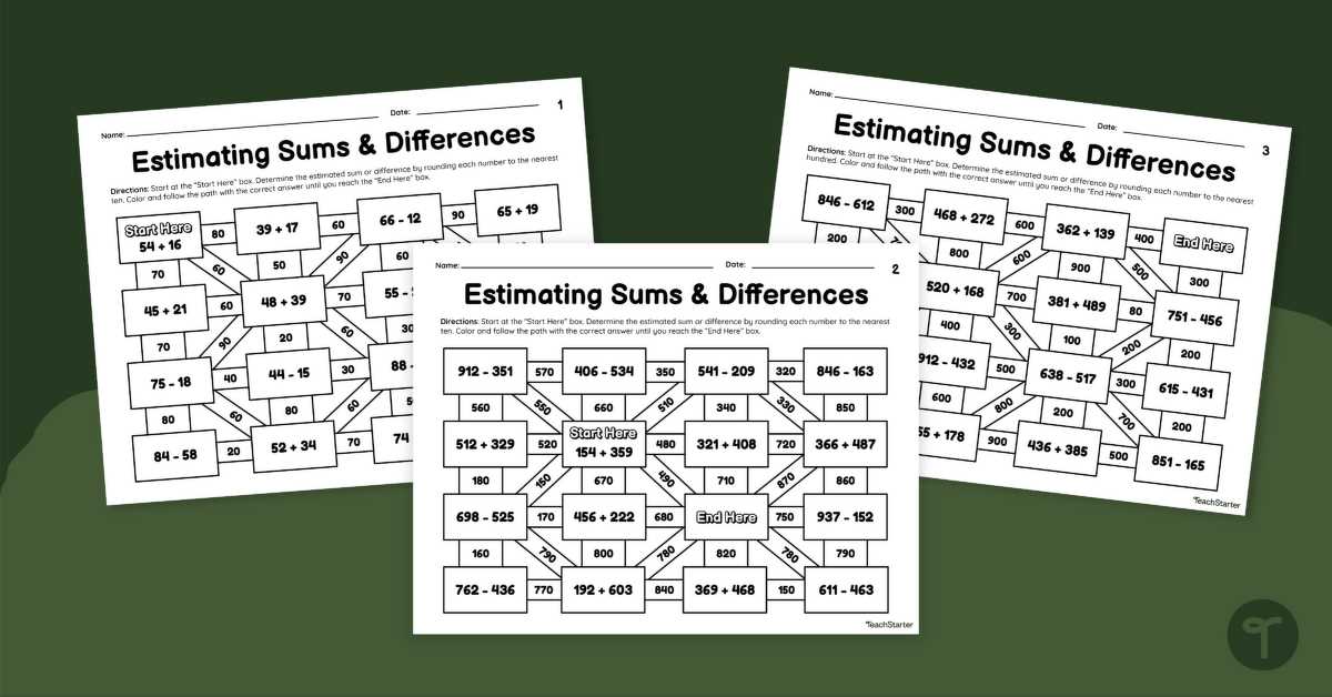 estimating sums worksheets grade 3