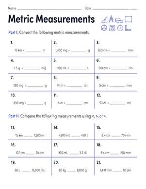metric system worksheet