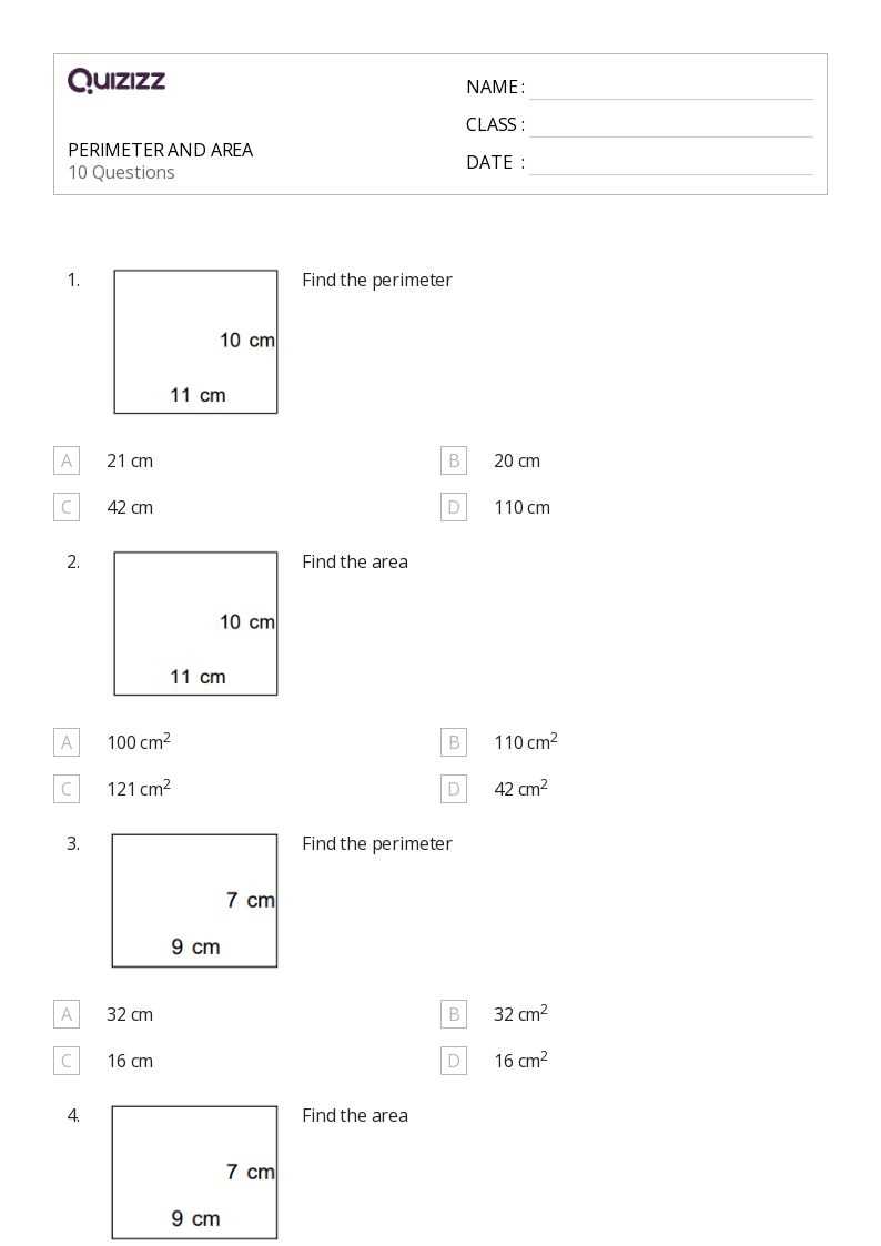 area and perimeter worksheets grade 5
