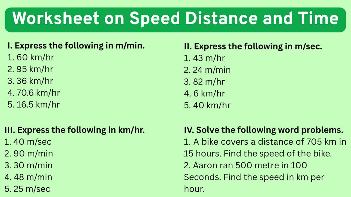 speed distance time triangle worksheet