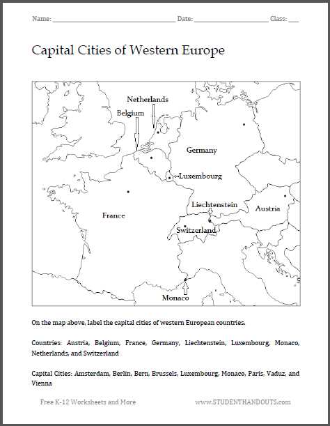 europe worksheets