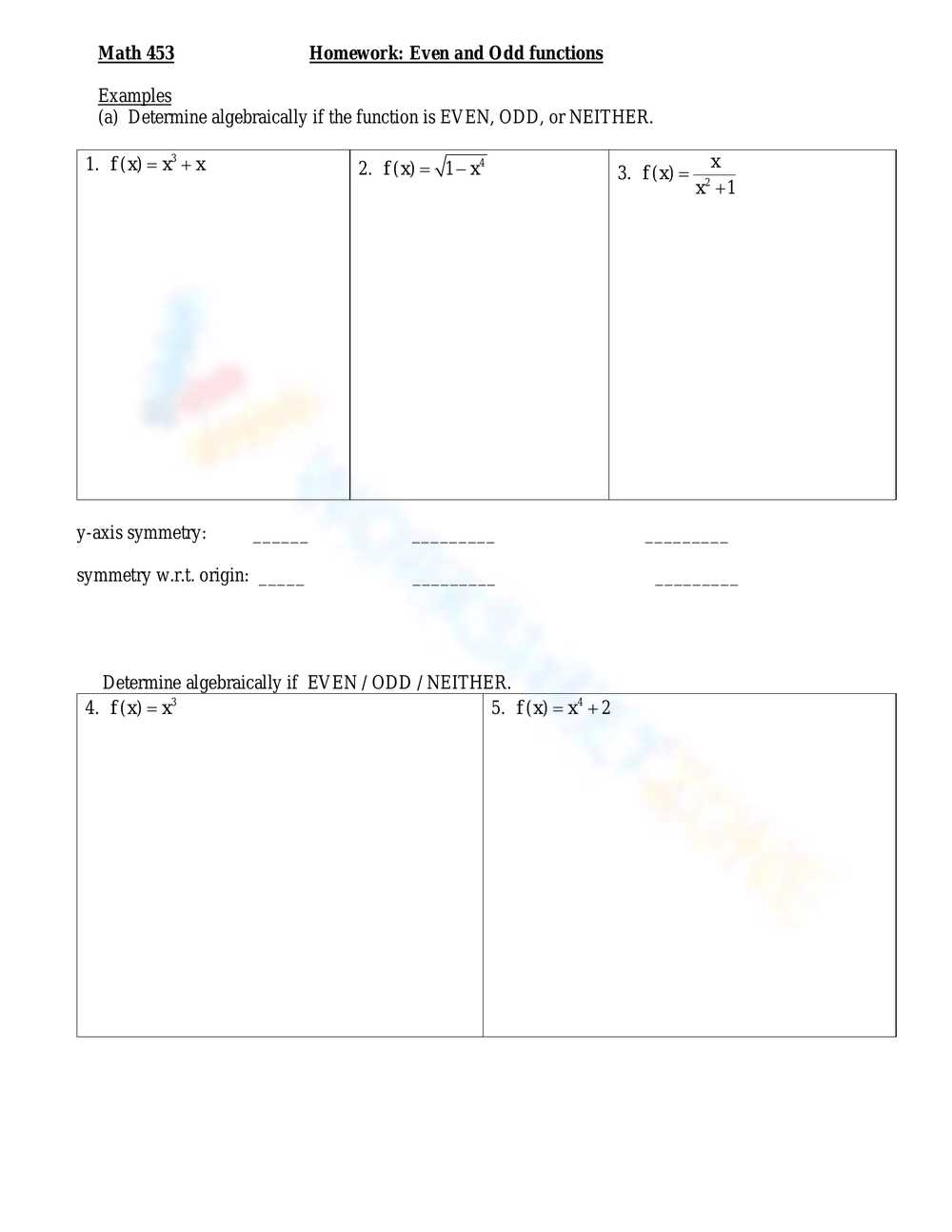 even odd functions worksheet