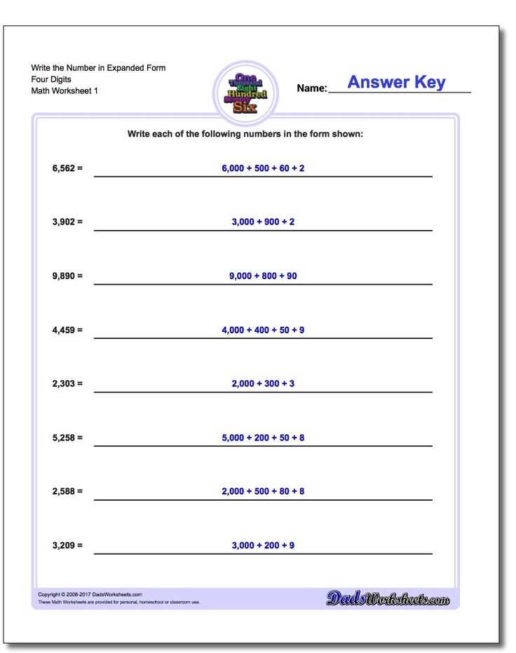 expanded form of a number worksheet