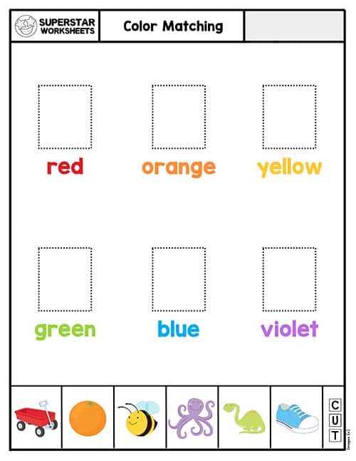 colors worksheet for kindergarten