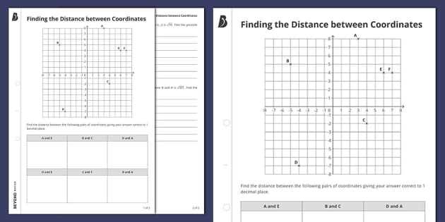 distance formula pythagorean theorem worksheet