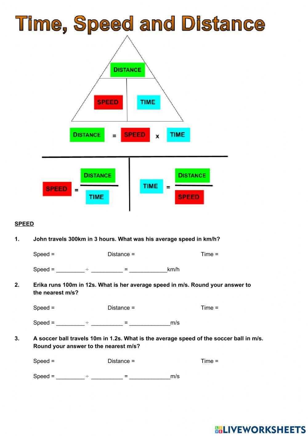 calculating speed time and distance worksheet calculating speed time and distance worksheet