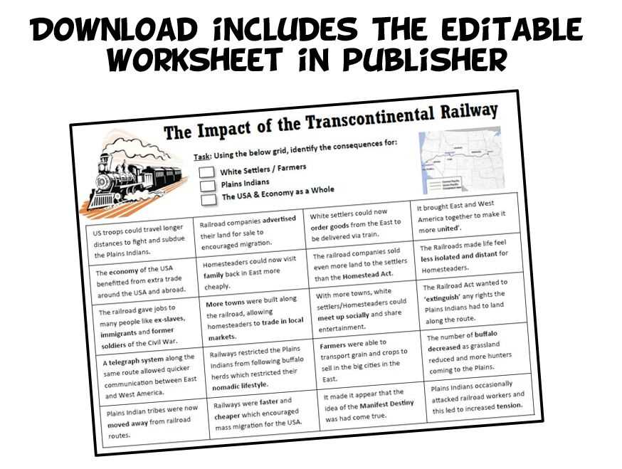 transcontinental railroad worksheet