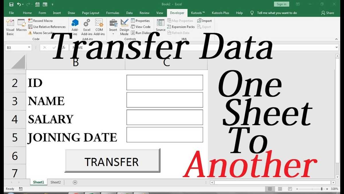 excel formula to transfer data from one worksheet to another