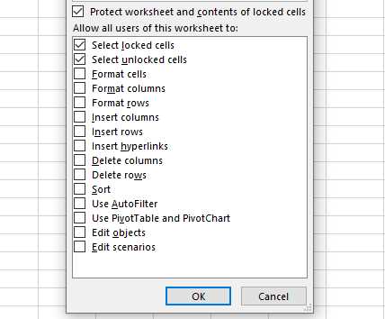 excel protect worksheet