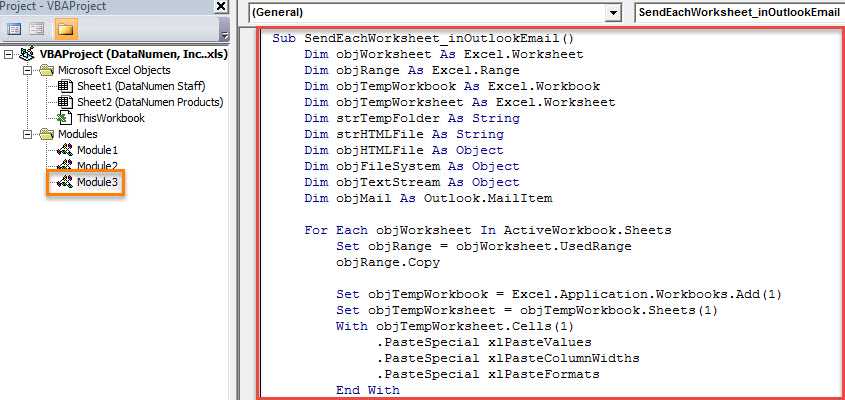 excel vba email worksheet