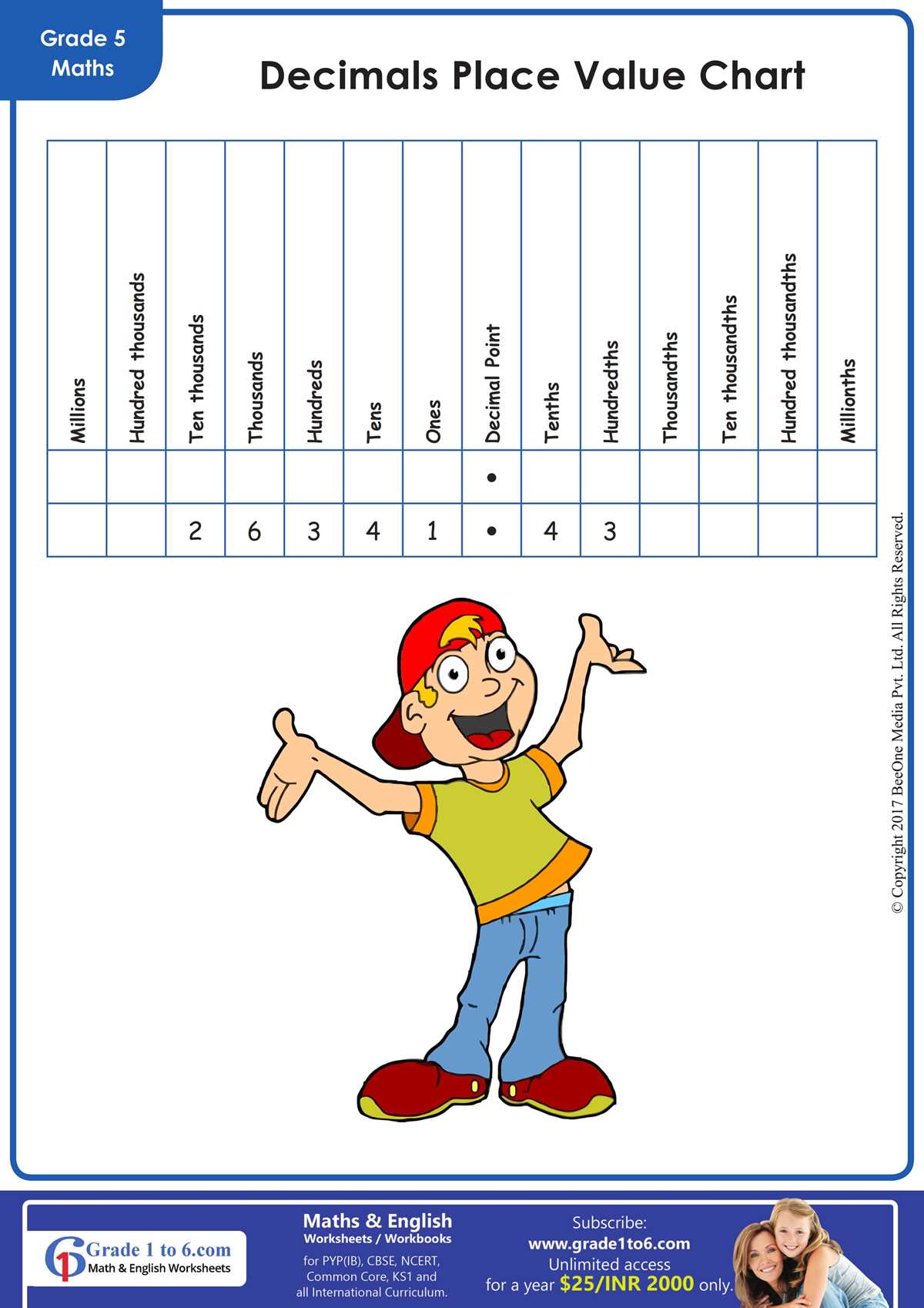 decimal place value free worksheets