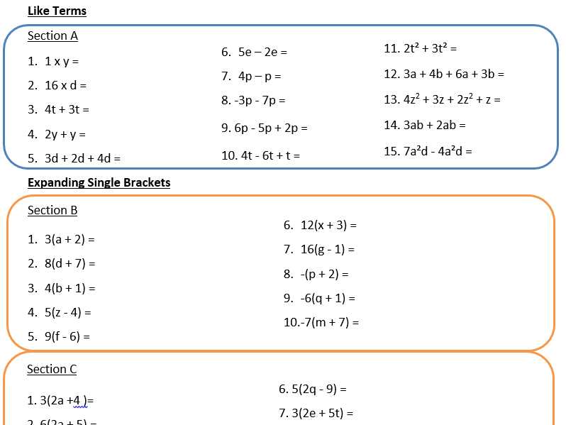 expand single brackets worksheet