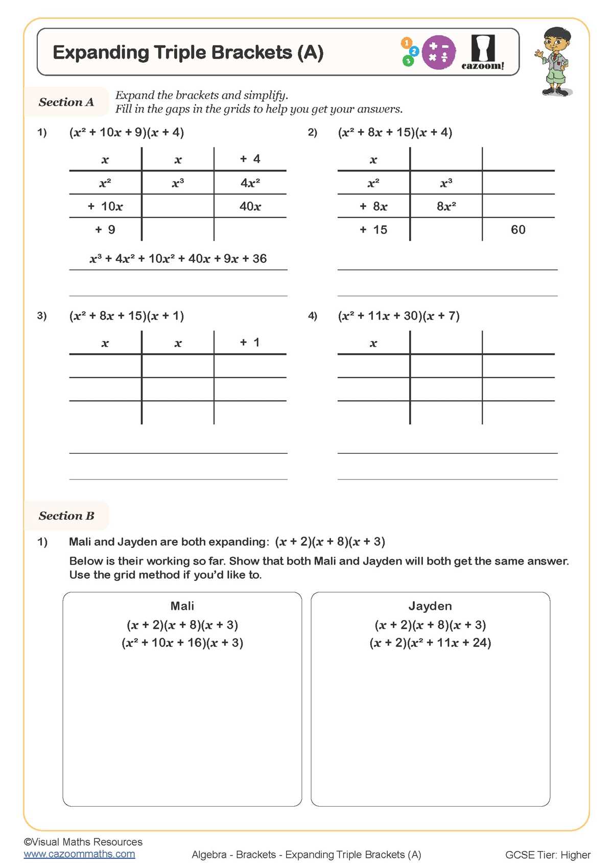 expand single brackets worksheet