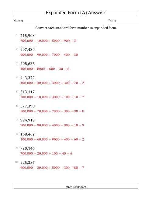 expanded numbers worksheet