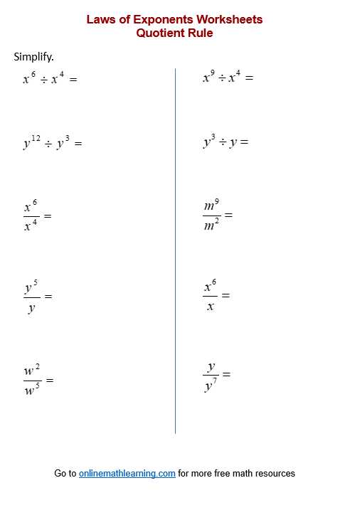 exponent worksheets 8th grade