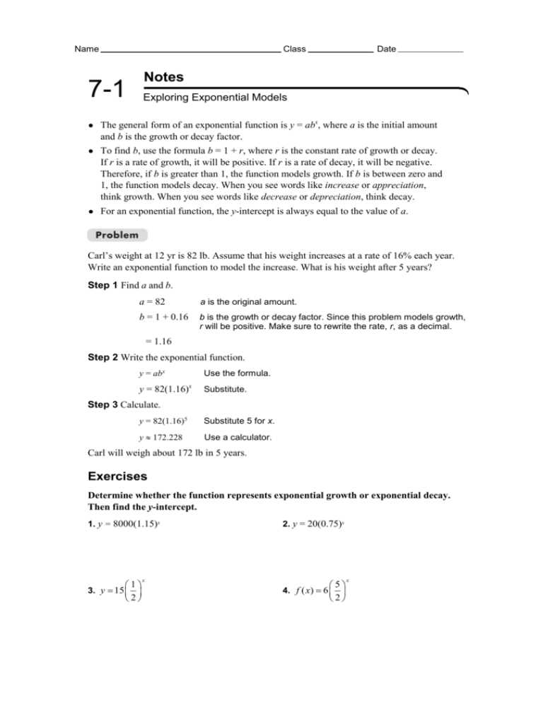 exponential decay functions worksheet