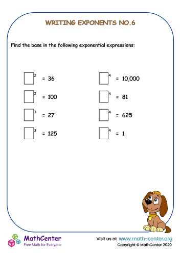 exponents 6th grade worksheet