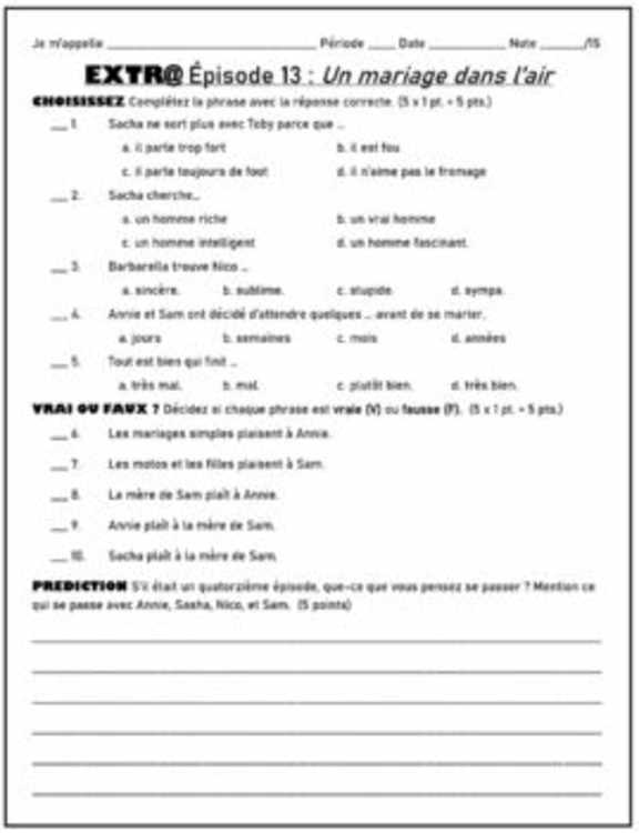 extra french worksheets