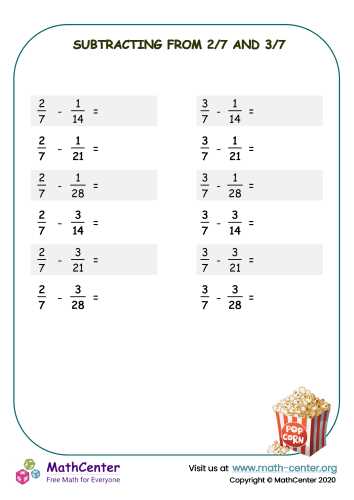 7th grade fraction worksheets