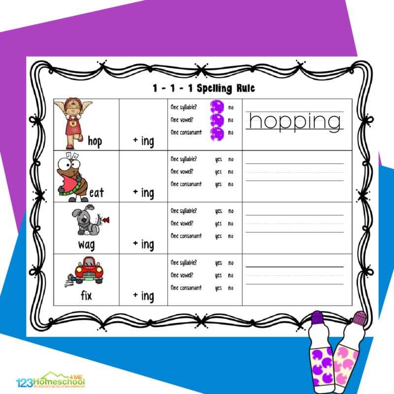 double the final consonant worksheet