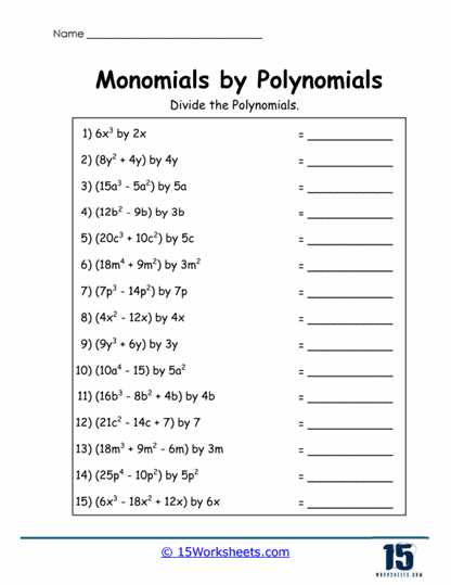 dividing polynomials worksheets