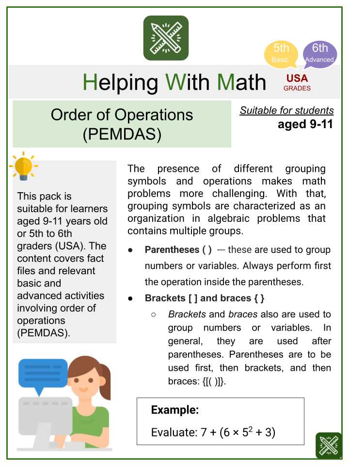 worksheet on pemdas