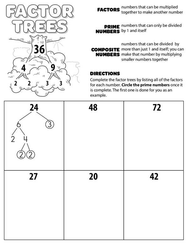 factor tree worksheet