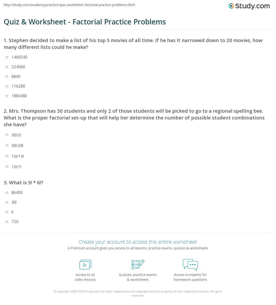 factorial practice worksheet