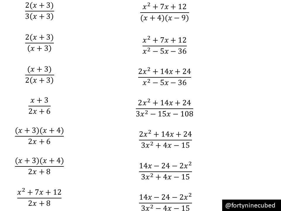 factoring algebraic fractions worksheet