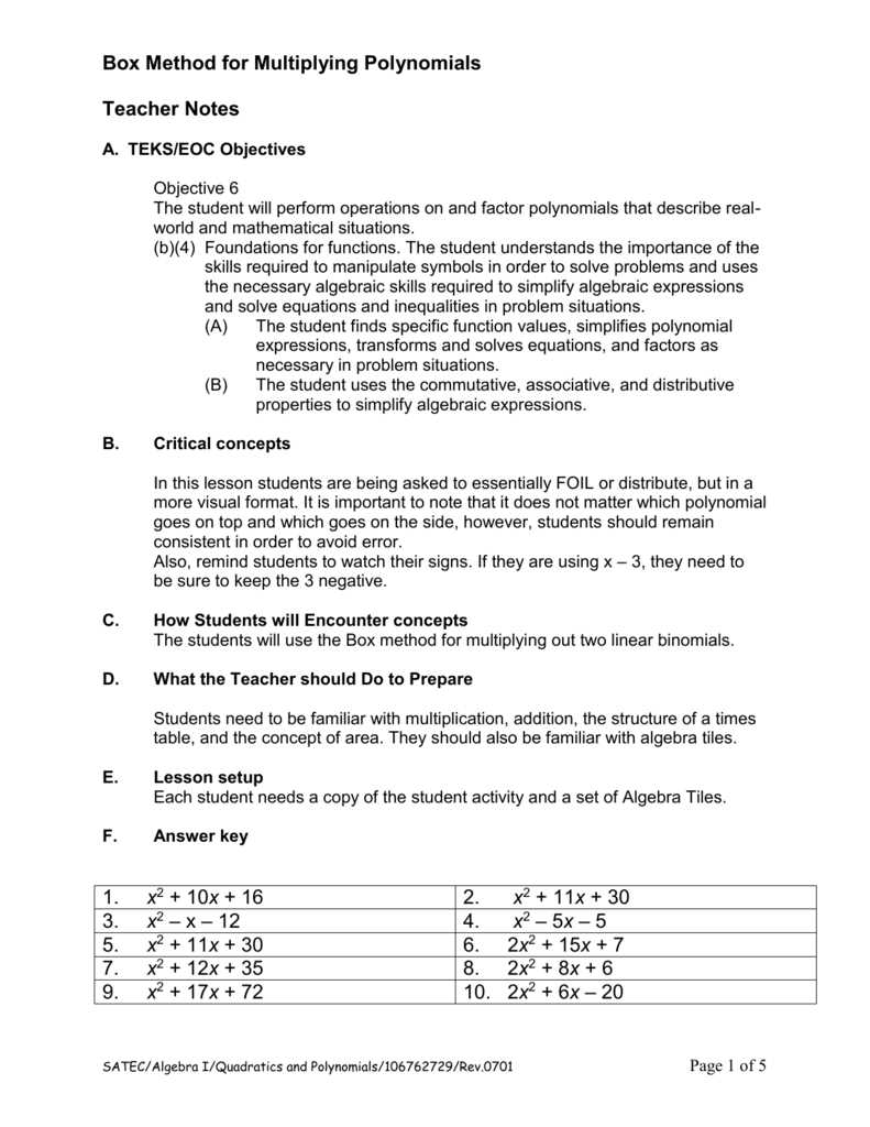 factoring polynomials box method worksheet