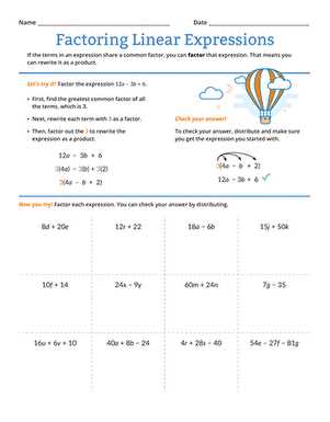 factoring refresher worksheet