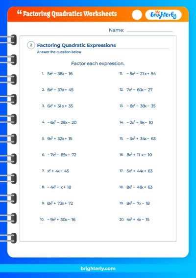 factoring trinomials of the form ax2+bx+c worksheet