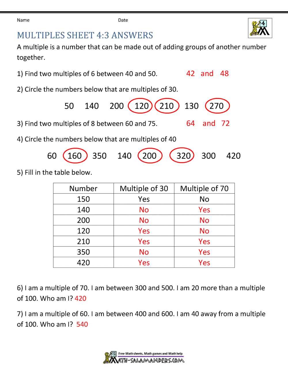 factors and multiples practice worksheet