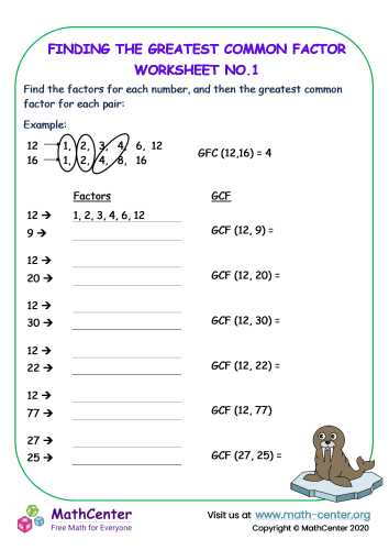 factors worksheet