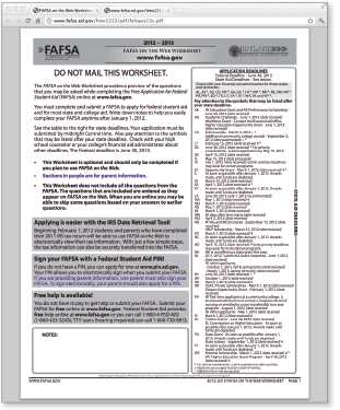 fafsa worksheet